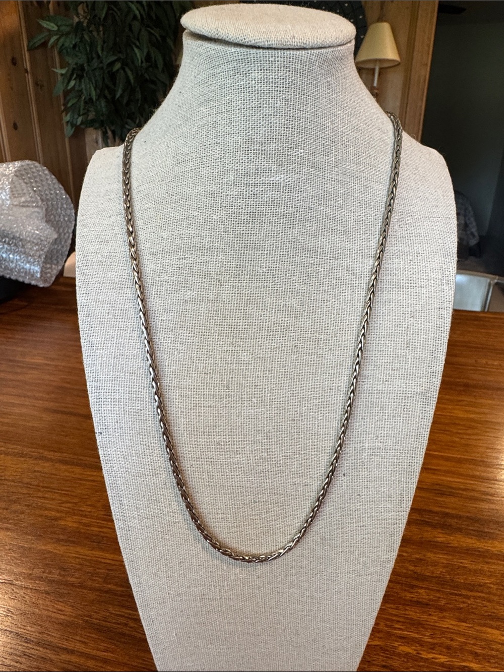 Long Rope Chain Necklace in Silvertone